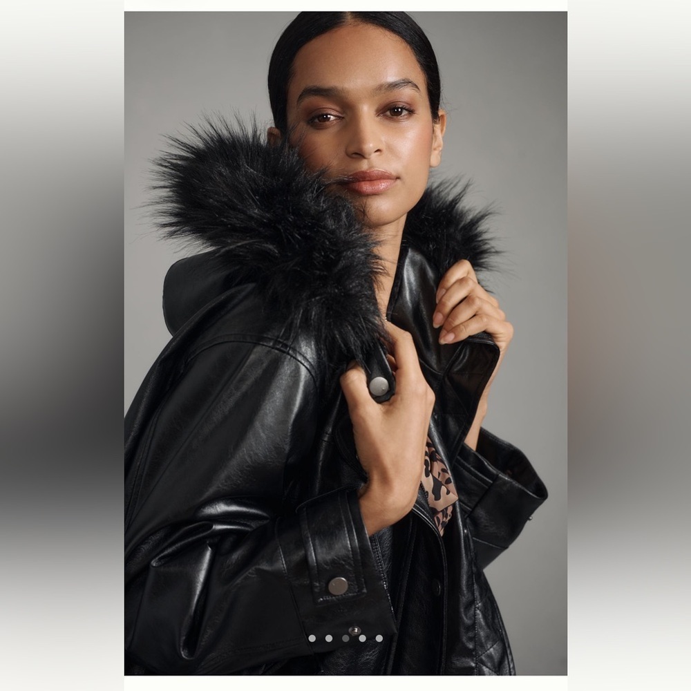Pilcro Anthropologie Faux-Leather Hooded Jacket - Picture 7 of 7
